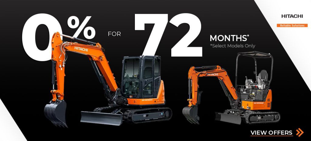 0% for 72 months on select models on hitachi construction excavators