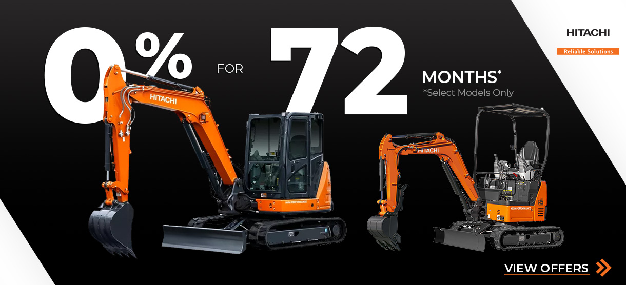 0% for 72 months on select models on hitachi construction excavators