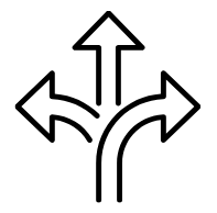 3 arrows pointing different directions