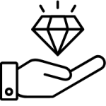 Hand with diamond above it