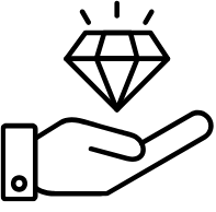 hand with diamond above it