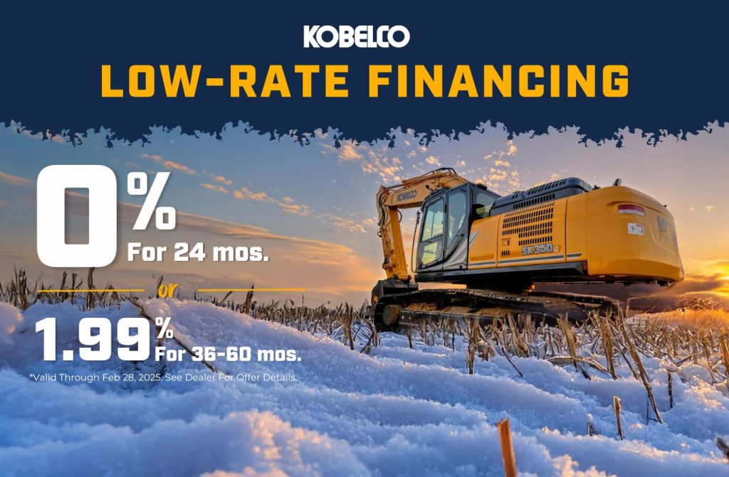 Low Rate Financing on Kobelco - 0% for 24 Months