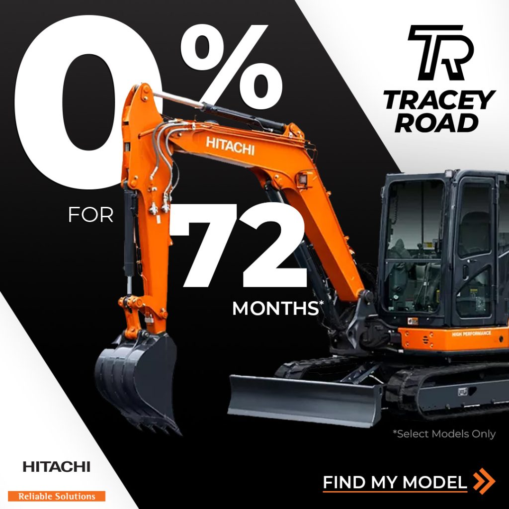 Hitachi construction 0% for 72 months on select equipment